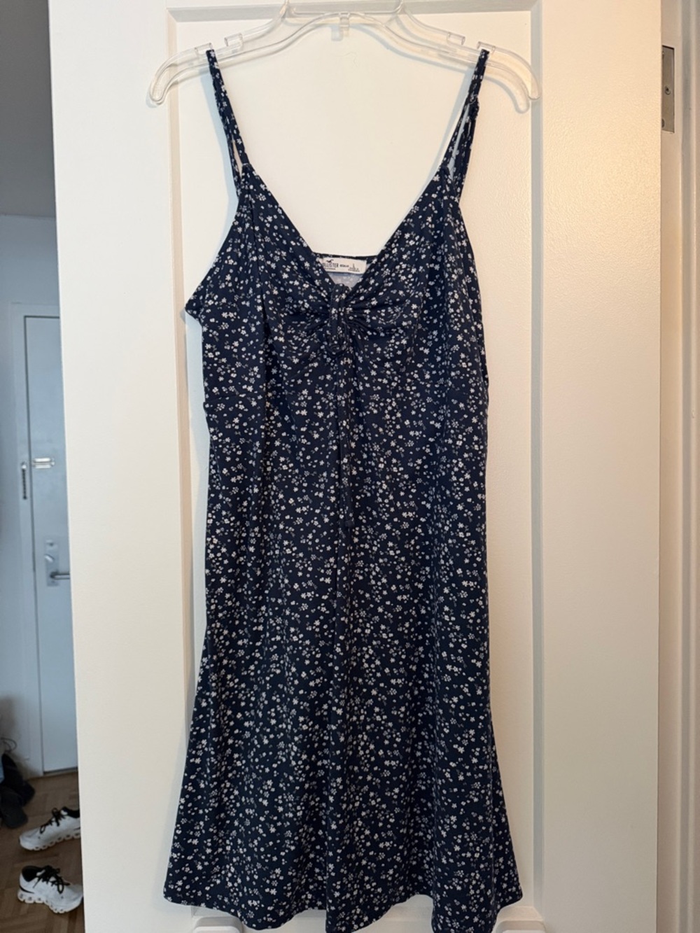 Hollister Navy Floral Slip Dress with Spaghetti Straps